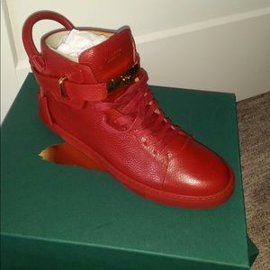 Brand New Buscemi Size 12 Red Leather High Tops